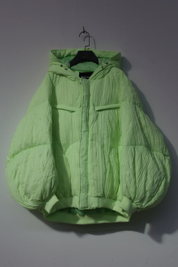 CHENPENG Pleated Puffer Jacket CP20AWJ002CPC394 Pleated Lime Green PCP1